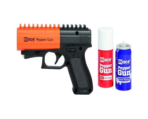 Mace Brand 80406 Self Defense Pepper Spray Gun 2.0, Integrated LED Light Enhances Aim, Refillable Cartridge