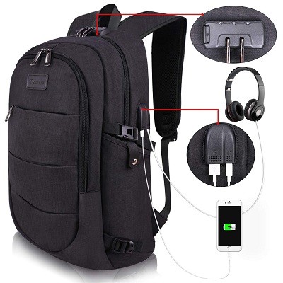 Tzowla Travel Laptop Backpack Water Resistant Anti-Theft Bag with USB Charging Port and Lock