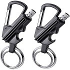 Yusud 2 Pack Keychain Bottle Opener with Double Side Flint Metal Matchstick
