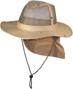 Tropic Hats Summer Wide Brim Mesh Safari/Outback W/Neck Flap & Snap Up Sides