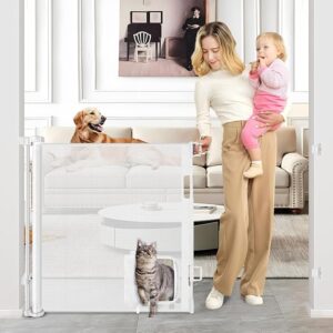 Betertek Retractable Baby Gate with Cat Door