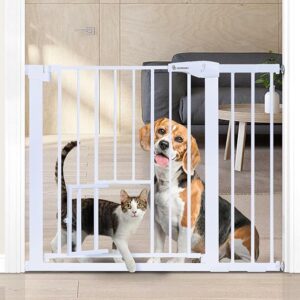 COMOMY Auto Close Baby Gate with Cat Door